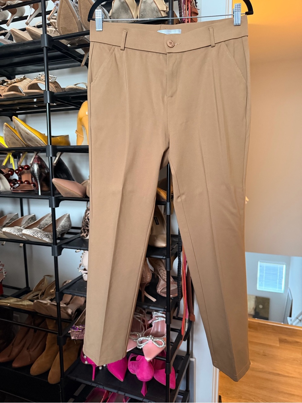 Straight-Leg Women's Dress Pants in Tan